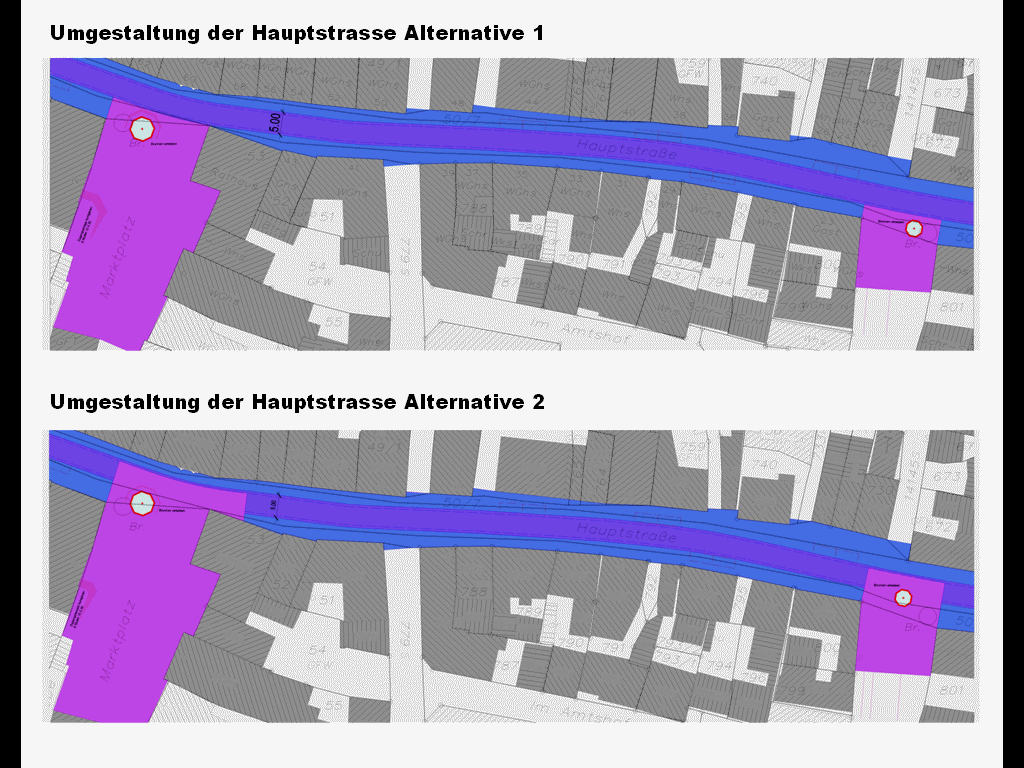 Entwurf Hauptstr. Alternativen 1+2